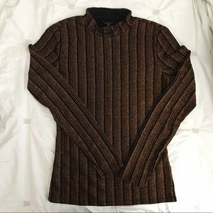 Guess Gold Metallic Striped Turtleneck